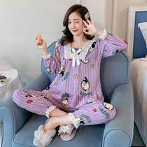 Pajamas women autumn and winter New thick coral velvet warm student ins princess style can wear flannel suit