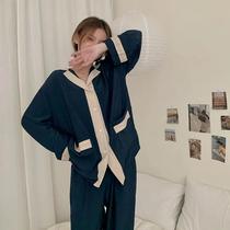 2021 Autumn New Korean version of loose leisure long sleeve home clothes women comfortable skin pajamas two sets tide