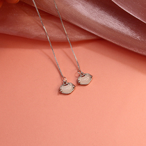 s925 pure silver cat eye stone long life lock ear line female retro small Chinese wind long style flow Su Xiangyun transshipment ear decoration