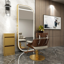 Net Red Barber shop mirror table hair salon special fashion floor mirror single-sided hanging wall haircut mirror led with light