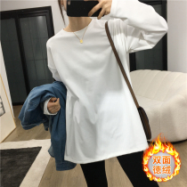 Pregnant woman blouses undershirt white long sleeve loose pregnant woman T-shirt with long autumn and winter plus suede foreign airwear