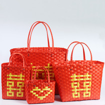 Big red festive wedding Double Happy wedding with pure hand-woven basket return gift with hand gift hand gift