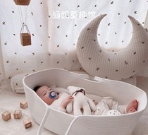 INS Nordic baby portable basket newborn sleeping basket car portable baby out small cradle bed Photography