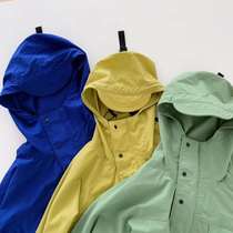 Classic light single-layer hooded windbreaker solid color short jacket Japanese niche high-end parent-child children's clothing