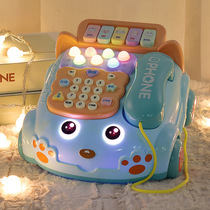 Childrens toy telephone simulation landline girl baby puzzle early education baby music mobile phone can bite boy Small