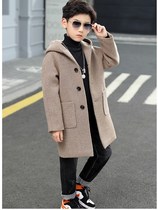 Boys woolen coat 2021 new boy autumn and winter cashmere thick coat medium long Korean top