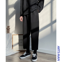 @ Hong Kong literary mens straight ankle-length pants mens wild solid color loose casual pants Hong Kong style retro student pants