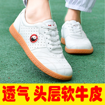 Chen Jiagou Tai Chi Shoes Women Genuine Leather Soft Bull Gluten Bottom Martial Arts Shoes Mens Summer Breathable Taijiquan Shoes Sneakers