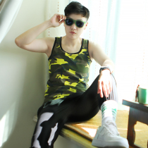 Jane les chest vest handsome t neutral bandage breathable vest camouflage seamless long model outer cotton vest women