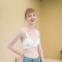 Sixth floor French underwear girl no rim thin summer big chest show small triangle cup student bra bra set