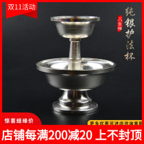 Sterling silver guardian cup Tibetan Buddhist supplies Exquisite polished auspicious Tantric dharma cup Bright silver