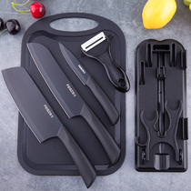 Supplementary food cutter set black steel kitchen knife chopping board two-in-one chopping board cutting fruit baby knife dormitory kitchen knife full set