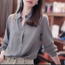 Europe Station 2022 Fall New Shirts Women Casual 100 hitch long sleeves Crowdlined Clothing Temperament Professional Blouse