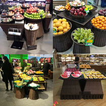 Willow fruit pile head basket rattan basket supermarket fruit display display basket storage round basket vegetable shelf pile
