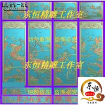  313 boutique Johor Bahru water top cabinet full set of JDP carved stone and wood relief engraved grayscale map beautiful mountains and waters