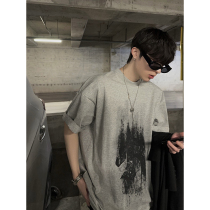 jmhomme American retro - sports mens tide - plate puffy - coat short - sleeve t - shirt summer new loose coat