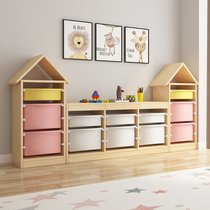 Solid wood childrens toy storage cabinet finishing cabinet baby picture book large capacity living room balcony shelf