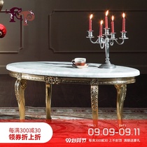 fp home French royal furniture luxury villa European sofa combination set a few marble coffee table Oval long