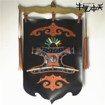 New Mongolian characteristic Bok suit wrestling suit hanging painting leather hand-skinned rivet yurt decoration painting
