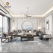 New Chinese style solid wood modern light luxury sofa combination living room simple leather modern fabric art small apartment villa furniture