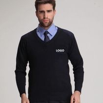 Fall winter round neck sweater navy v-neck sweater men's and women's knitwear security winter warm embroidered sweater