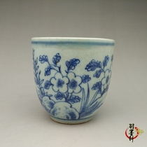 Late Qing Dynasty Republic of China folk kiln blue and flower pattern tea cup antique ceramic antique ceramic antique tea set collection