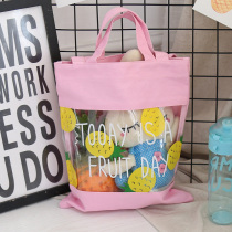 BH swimsuit canvas stitching beach swimming bag Cartoon fruit swimsuit storage bag transparent storage bag