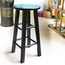 Solid wood bar table Simple high chair Milk tea shop dining table stool thickened water bar front desk high foot ladder stool fashion