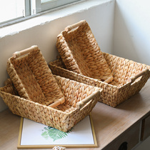 Japanese handmade straw storage basket snack storage basket desktop dry fructose plate key sundries basket tea table finishing box