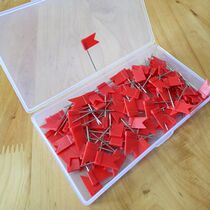 Red small flag nail creative pushpin pin map Mark nail monochrome box 100 Cork office stud