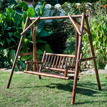 All solid wood outdoor swing indoor and outdoor adult hanging basket courtyard pastoral anticorrosive wood rocking chair balcony leisure hanging chair