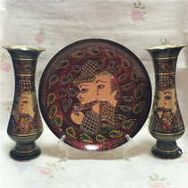 Pakistan bronze lacquer color carving figure hanging plate vase set Handicraft ornaments gift
