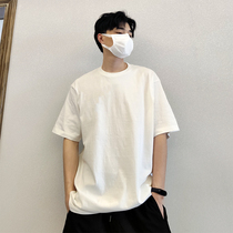 Summer trend weighs 300G pure cotton pure white hundred loose and half sleeved short sleeve T - shirt men and women to bottom