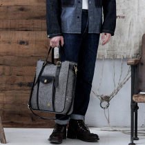 HK Workshop Diagonal Satchel Shoulder hand carrying armband overdote with extra play method Tote pepper salt cotton linen blend Totbag