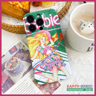 Retro Barbie girl flying a kite personality niche ins fantasy high-end film mobile phone case suitable for Apple 13Promax/14/14plus/12pro/11