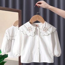 1-8-year-old female baby embroidery turned-collar blouses woman baby spring dress Korean version of the new 3 girl little fresh temperament shirt