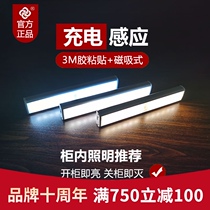 LED Cabinet induction light strip usb charging infrared human body kitchen without wiring magnetic clothes toilet lighting