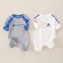 South Korean baby clothes spring dress suit male baby one-piece clothes climbing clothes thin newborn pure cotton khaclothes out for women