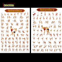 Thailand imported ancient Muay Thai poster Action Figure 108 moves mural painting boxing decoration painting martial arts hall hanging painting wallpaper