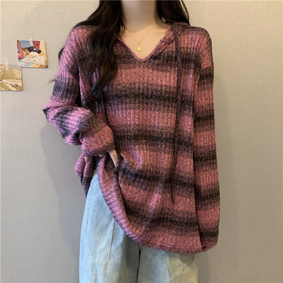 taobao agent Hoody, knitted autumn sweater, jacket, bra top, plus size, Korean style, long sleeve
