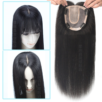 Cover white full hand knit hand needle head hair patch wig womens film long straight hair invisible without marks forced real human hair