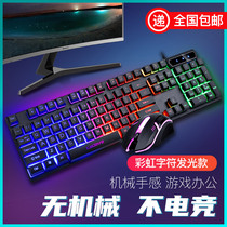 Keyboard Mouse Set Luminous Mechanical Hand Set Wired Desktop Notebook Gaming Mouse