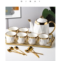 Ceramic light luxury water cup set home living room high-grade teacup water cup pot with tray Nordic tea set