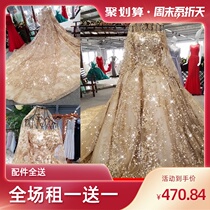 Leasing Gaoding 2021 rental new bridal dress Starry Sky tall big tailing luxury palace style wedding dress
