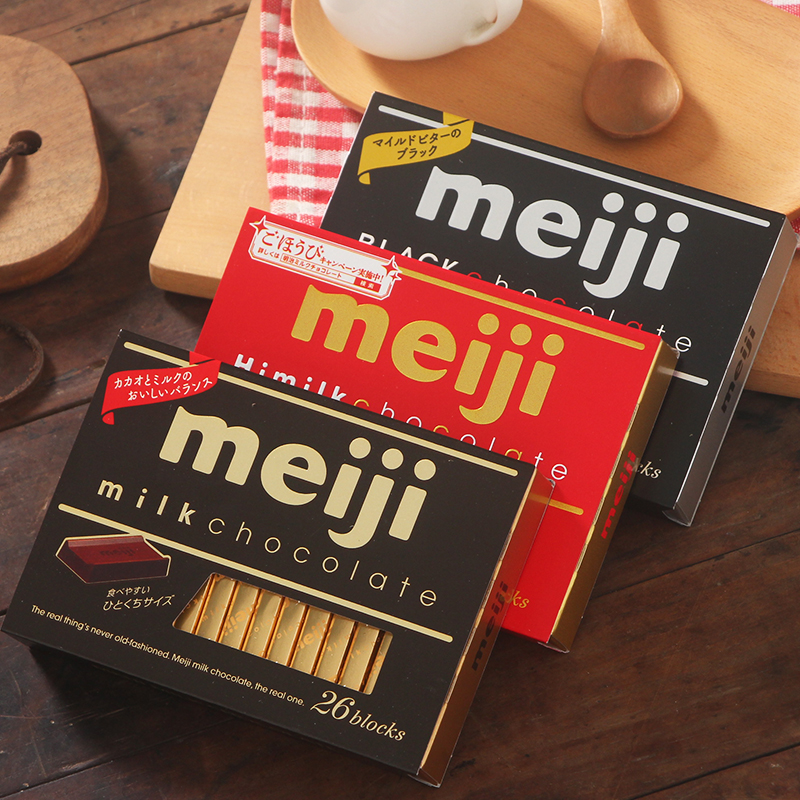 3盒日本进口零食Meiji明治钢琴黑巧克力金条抹茶特浓牛奶草莓糖果