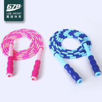 Bamboo skipping rope Kindergarten childrens pattern soft beads do not tie knotted primary and secondary school students can adjust the special sports rope for the exam
