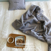 fafamarket Korean cherry embroidery coral floss blanket baby cover blanket adult blanket