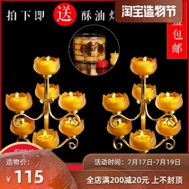 Yuantong Buddha Seven star glass candlestick Household for Buddha Ghee lamp holder Nine lotus lamp holder Candle table for Buddha lamp