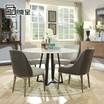 TALMD Tumai modern restaurant furniture Marble round dining table Dining table Fabric dining chair side cabinet Wine cabinet customization