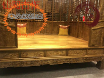 Solid wood furniture Seiko Sichuan small leaf Zhennan rack bed golden nanmu carved double bed Chinese bedroom